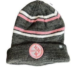 New '47 Brand Pittsburgh Steelers Marbled Stripe Knit Beanie Hat Cap Pink